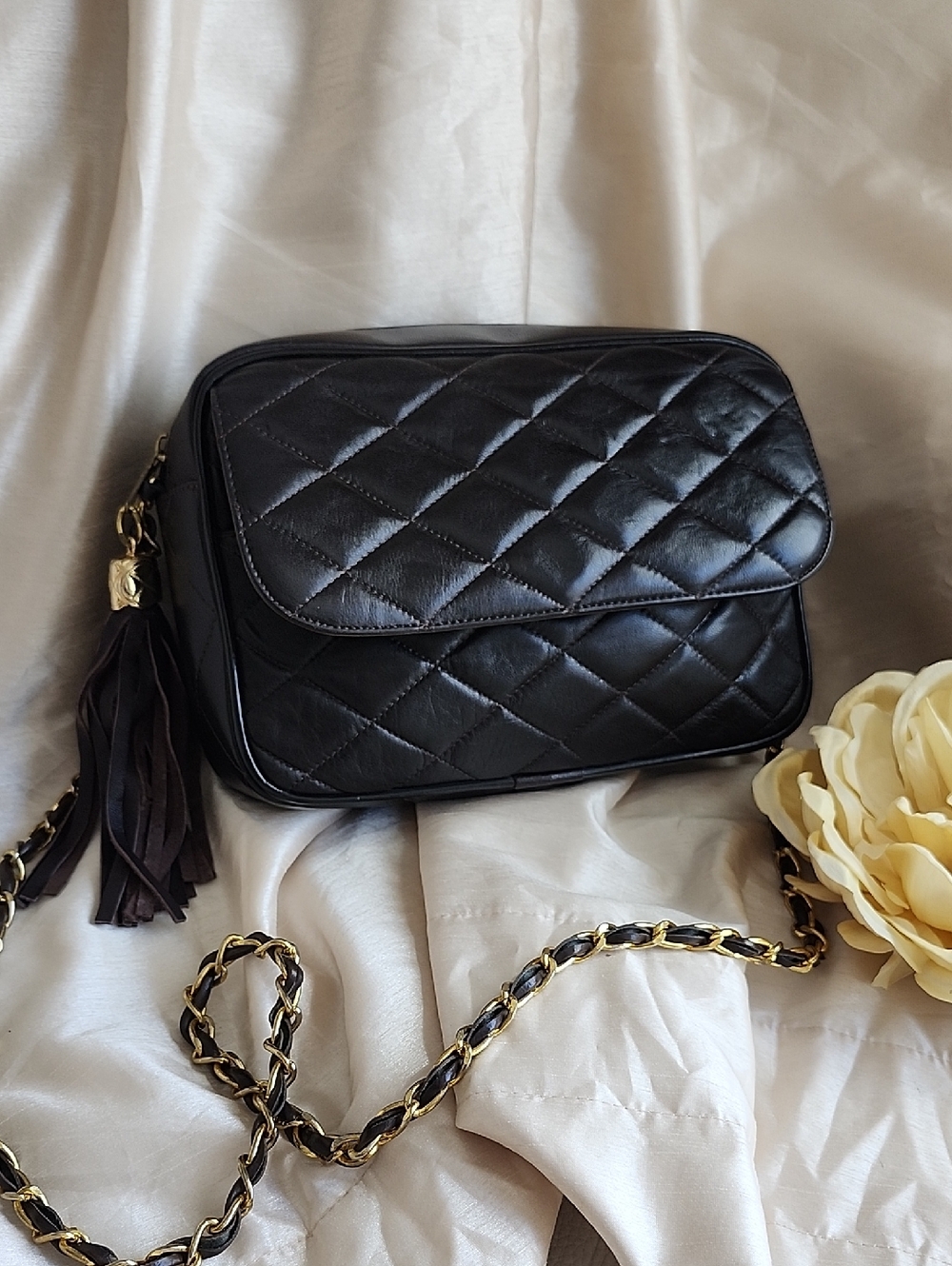 Crouch & Fitzgerald NY Deep Brown Quilted Crossbody Shoulder Bag, $60